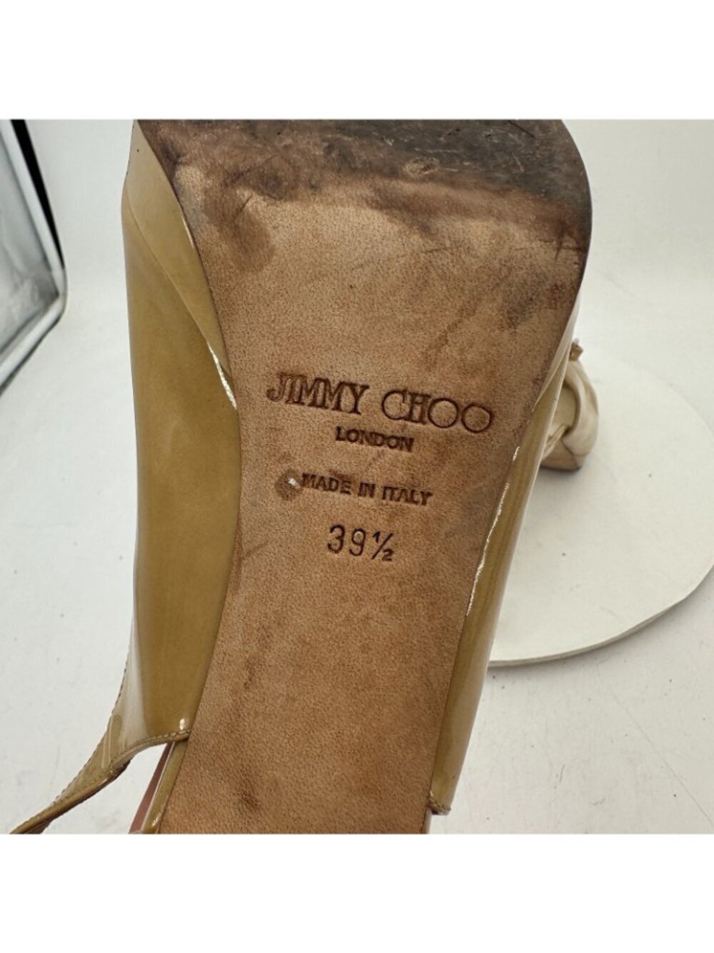 Jimmy Choo Women Size EU 39.5 US 9.5 Brown Leather Peep Toe Pump Heel Shoes - Picture 9 of 10